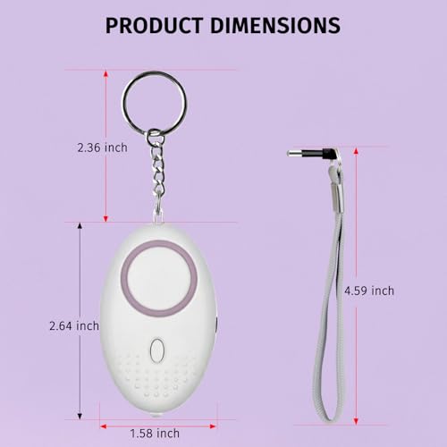 2-Pack Personal Safety Alarm Keychain (White+Green) - color: White+Green