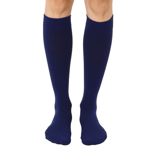 Living Royal Compression Socks - Graduated Compression 15-20mmHg, Padded Cushion Bottom Fun Socks, Moisture-Wicking - color: Navy