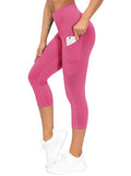 THE GYM PEOPLE Women's Thick High Waist Capris Yoga Pants Workout Leggings - color: Bright Pink, size: Large