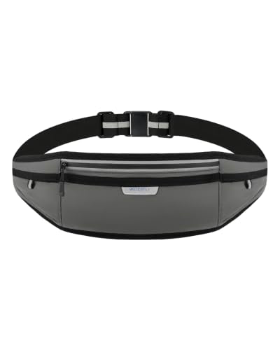 WATERFLY Running Belt Slim Breathable Back Pad 4-Pocket Runners Pouch - color: Dark Gray, size: Large