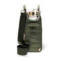 WanderFull Original HydroBag Crossbody Water Bottle Holder with Phone Pocket, Fits Water Bottles up to 32 oz - color: Army Green Shiny