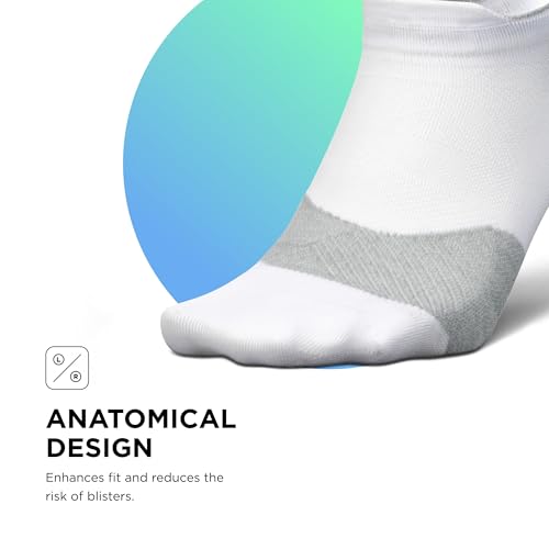 Feetures Elite Ultra Light No Show Tab Ankle Socks - Sport Sock with Targeted Compression - color: New White (3 Pack), size: Medium