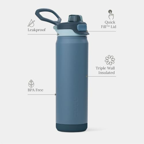 ZULU Powerfill Pro 24oz Stainless Steel Sip or Chug Water Bottle, High Tide - color: High Tide, style: 24oz
