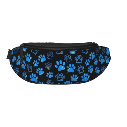 Dujiea Fanny Pack, Scattered Dog Paw Prints Waist Bag With Headphone Hole Belt Bag Adjustable Sling Pocket Fashion Hip Bum Bag For Women Men Kids Outdoors Casual Travelling Hiking Cycling - color: Scattered Dog Paw Prints
