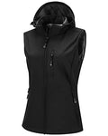 33,000ft Women's Hooded Lightweight Softshell Vest Fleece Lined for Running - color: Black, size: Small
