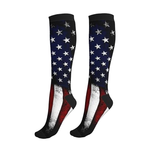 Compression Socks Knee High Circulation Support Socks For Women Men Athletic Running Hiking Cycling - color: American Flag
