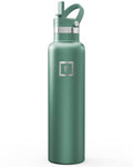 IRON °FLASK 24 oz Narrow Mouth Water Bottle with Straw - color: Sage