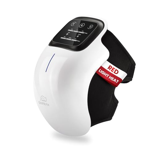 Snailax Cordless Knee Massager with Heat, Red Light & Vibration Knee Wrap - color: White-a