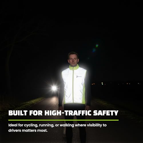 ReflecToes Reflective Running Vest, Hi Vis Cycling Vest, Motorcycle Gilet - size: Medium, style: Lightweight