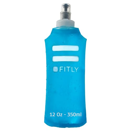 FITLY Soft Flask Running Water Bottle - Collapsible Hydration Flask - color: Blue, size: 12 Ounces