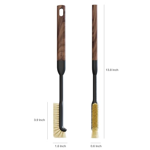 Cleaning Brush, Diveotree Hard Bristle Brush for Deep Cleaning Grout, Sink, Cup, Teapot, Bottle, Blender, Multi-Purpose Brush wih Long Handle for Kitchen (Black-2Pack) - color: Black-2pack