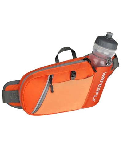 WATERFLY Water Bottle Fanny Pack, Hiking Hydration Belt for Women Men - color: Orange