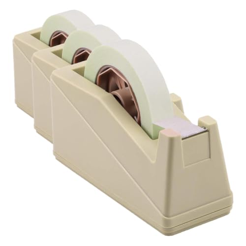 Lichamp Desktop Tape Dispenser Holder with Large 3 Inch Core for Masking, Heat Transfer, Painters, Freezer, Kitchen Tape (Pack of 3) - size: 8 x 3 x 3.8 inches (Pack of 3)