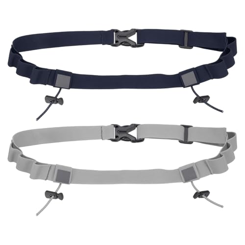 Bib Belt Race Belt Triathlon Number Holder 2Pc Light Gray/Navy Blue - color: Light Gray/Navy Blue