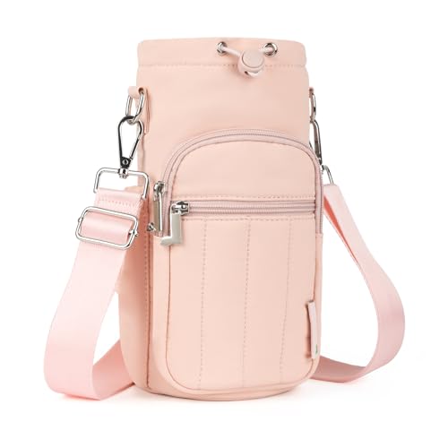 Rueesh Water Bottle Holder Bag with Adjustable Strap - color: Pink