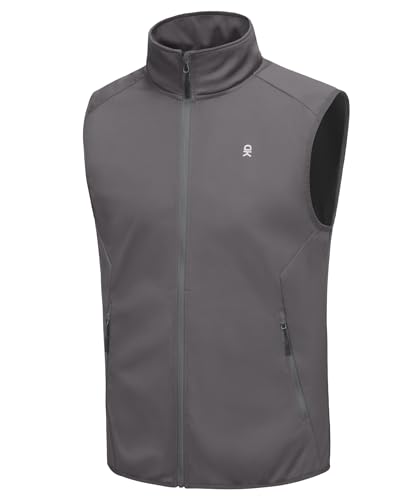 Little Donkey Andy Men's Softshell Vest Lightweight Windproof Waterproof - color: Basic Gray, size: X-Large