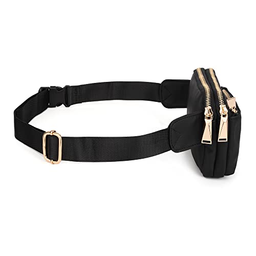 UTO Fanny Pack Crossbody Belt Purse Chest Waist Hip Travel Hiking Bumbag - color: 0759 PU Leather Black New