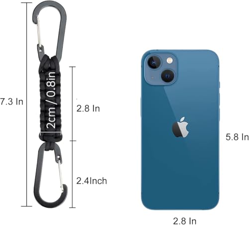 BRAVESHINE Paracord Keychain Carabiner Clip | D Ring Hanger Lanyard Hook - color: 1 Black 1 Green