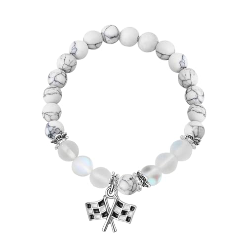 BNQL Racing Flags Bracelet - Car Racer Gifts, Race Day Charm Bracelet
