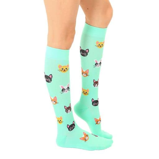 Living Royal Compression Socks - Graduated Compression 15-20mmHg, Padded Cushion Bottom Fun Socks, Moisture-Wicking - color: Cat