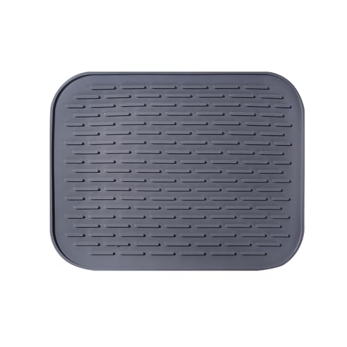 Dish Mat Silicone Dish Drying Mats Works For Drying Stemware Cocktail Glasses Silverware Pots Pans Knives and Dish Rack for Kitchen Counter Sink Bar Pads Easy to Clean (11.5" x 9.1") - color: M (11.5" x 9.1") Grey