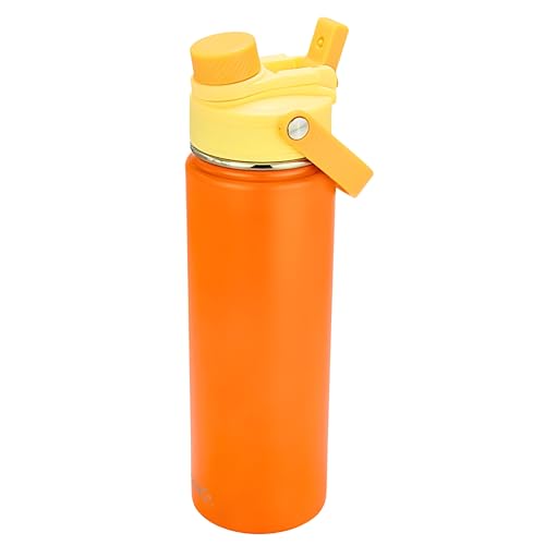 Drinco Stainless Steel Water Bottle Spout Lid Vacuum Insulated Double Wall Water Bottle Wide Mouth Leak Proof Keep Cold Sport Camping Hiking (22oz Citrus) - color: 22oz Citrus