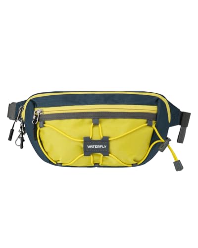 WATERFLY Small Fanny Pack RFID Blocking Travel Hiking Crossbody Waist Bag - color: Yellow-Blue