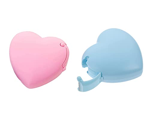 Candy Color Tape Dispenser, Cute Roll Heart-Shaped Tape Organizer Desk for Home Office or School Supply (2Pcs Heart)