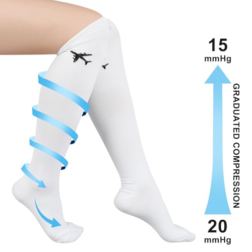 Skicuff 2 Pairs Travel Compression Socks for Men and Women - color: White