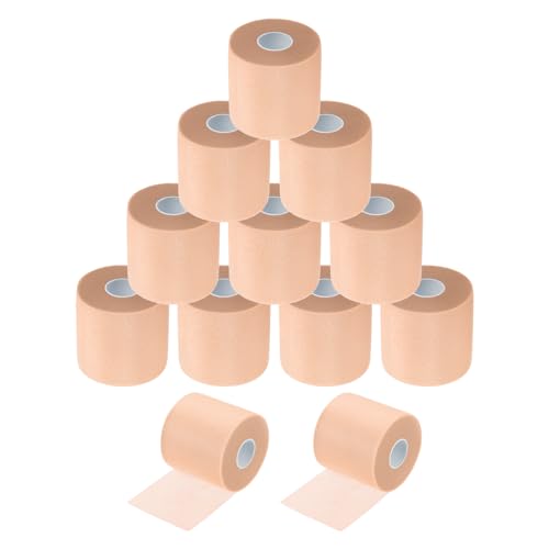 MECCANIXITY 12 Rolls Pre Wrap Athletic Tape 30 Yard x 2.8" Foam Under Wrap Tape Sports Prewrap Headband for Ankles Wrists Hands Knees - color: Ecru