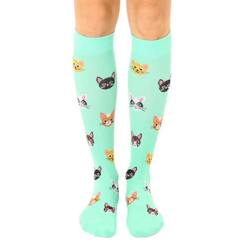 Living Royal Compression Socks - Graduated Compression 15-20mmHg, Padded Cushion Bottom Fun Socks, Moisture-Wicking - color: Cat