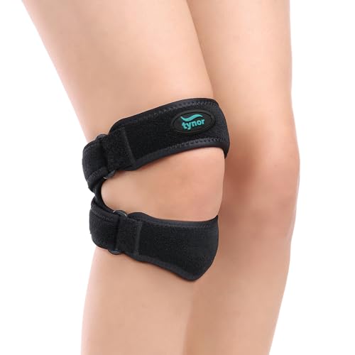 TYNOR Dual Patellar Tendon Support Strap,Knee Pain Relief Adjustable Neoprene Knee Strap Patella Stabilizer Band,Knee Brace for Tendonitis,Running,Hiking,Basketball Volleyball Tennis,One Size,1 Unit - style: Black Dual