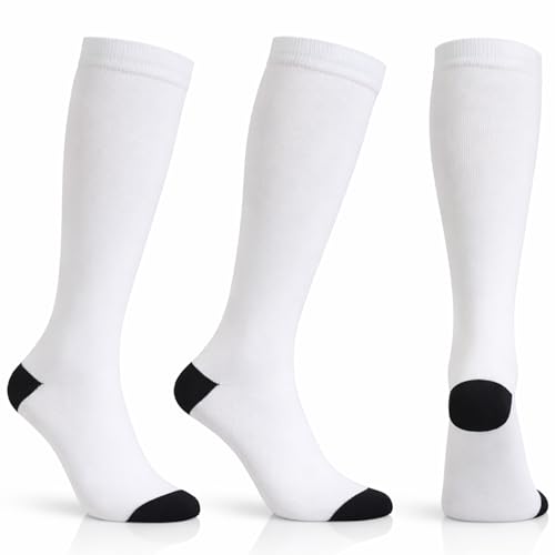Diamond Star 6 Pairs Compression Socks for Men & Women, Knee High Socks - color: 6 Pairs White