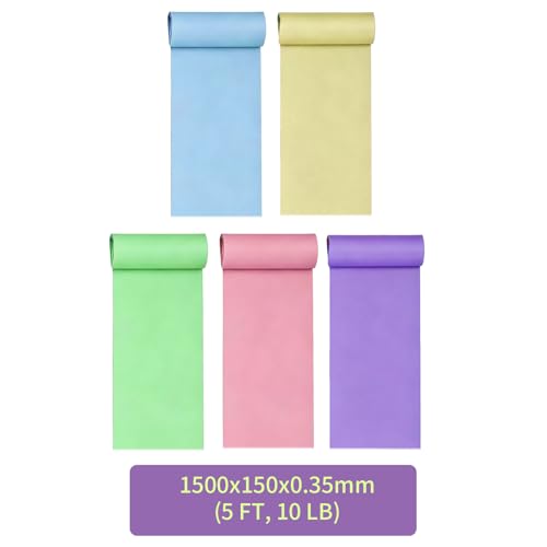 Resistance Bands Long Non-Latex Elastic Stretch Bands - color: 5 Colors-10lb, size: 5ft