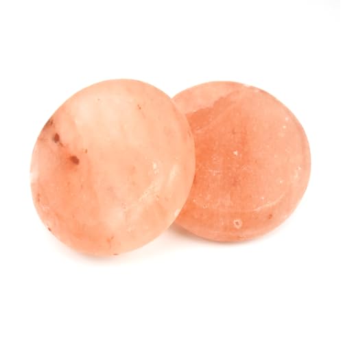 2 Pcs Himalayan Salt Hot Massage Stones Cold Stones Set Warm Rocks Kit for Facial SPA 3.14 * 3.14in - size: ROUND SHAPE