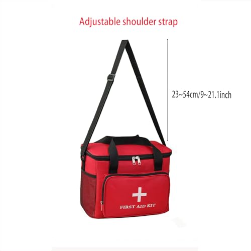 Emergency Medical Bag Organizer - Large Pill Bottle Storage with Detachable Pouch, Waterproof First Aid Kit Case for Travel & Home (Red, Large)