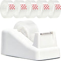 Tape Dispenser Desk,Desktop Tape Dispenser, Tape Dispenser with Weighted Non-Skid Base, Includes 6 Rolls Transparent Tape (0.71" x 1000"),Heavy Duty Tape Holder for Office, Home, School(White) - color: White
