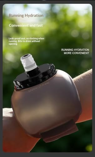 Wrist Water Bottle 200ml, Portable Running Hand Water Bottle with Hook and Loop Strap, Collapsible Silicone Sports Hydration Flask for Running, Cycling, Hiking, Walking, Gym (White) - color: White