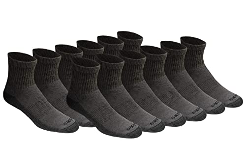 Dickies Men's Dri-Tech Moisture Control Quarter Socks, Available in M-XXL (6, 12, 18 Pairs) - color: Charcoal (12 Pairs), size: X-Large