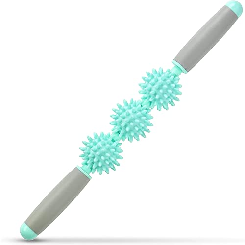 Fascia Muscle Roller, Cellulite Massager for Sore Muscles, Neck, Leg, Back - Pressure Trigger Point Body Deep Tissue Massage Stick Tools With 3 Massage Balls | Green - color: Green