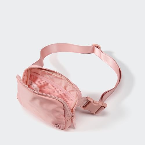 Pander Nylon Fanny Pack for Women, Two-Way Zipper Crossbody Bag - color: Mono Pink