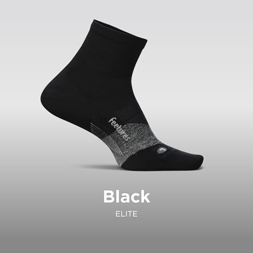 Feetures Elite Light Cushion Quarter Sock - color: New Black (1 Pair ), size: Medium