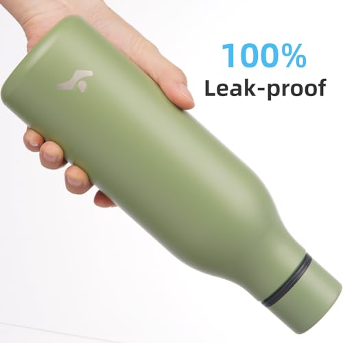 Konokyo 18 oz Insulated Stainless Steel Metal Water Bottle with Strap - color: Forest Green, size: 18 Ounces