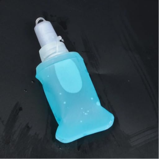 3 Pack, TPU Soft Flask, Collapsible Water Bottle for Running Vest Hydration Pack(Light Blue) - color: Dark blue