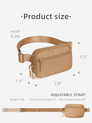 WESTBRONCO Fanny Packs for Women Men, Belt Bag with 4 Zipper Pockets, Fashion Waist Packs, Lightweight Crossbody Bags with Adjustable Strap for Workout/Running/Hiking (Brown) - color: Brown