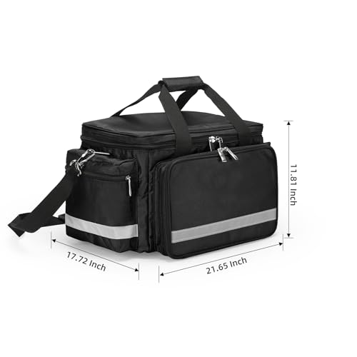 First Aid Bag Medical Empty Bag Emergency Responder Trauma Bag Empty, Professional First Aid Kits Storage Medical Bag with Inner Dividers and No-Scratch Bottom Home Health - color: Black, size: 21.65" x 17.72"x 11.81"