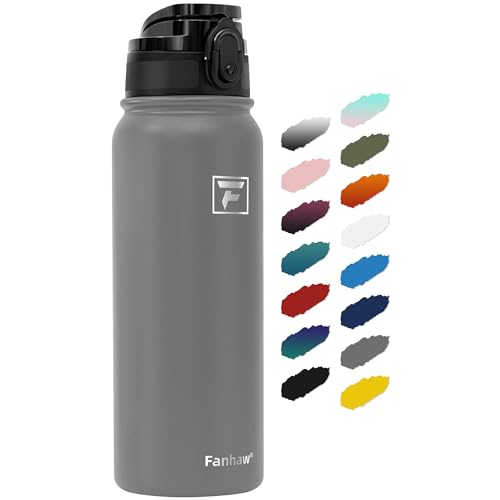 Fanhaw 20oz Stainless Steel Water Bottle with Chug Lid, Gray - color: Gray, style: 20 Ounces