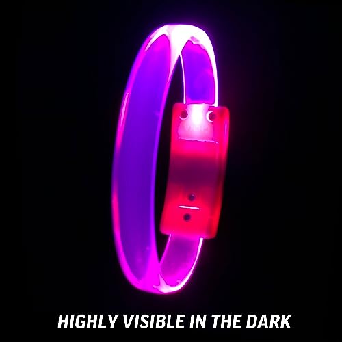 4 Magic Band Pack | Glow in The Dark | Flashing Light up for Concerts | Running Lights for Runners | Glow in The Dark Bracelets | Led Bracelet - color: Pink