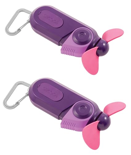 O2COOL Small Sport Misting Fan with Carabiner Clip 2-Pack Purple - color: Purple, size: 2 Packs