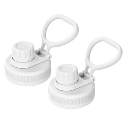 Spout Lid for Hydro Flask 12 16 18 20 32 40 64oz Wide Mouth Bottle - color: White 2 pack